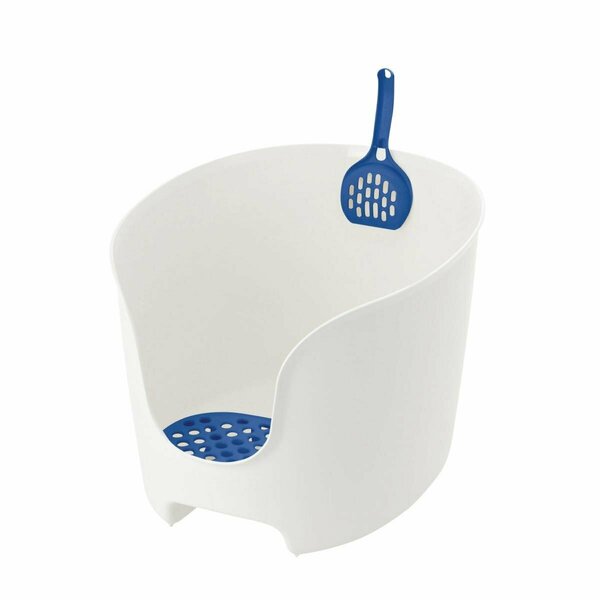 Petpalace PAW TRAX High Wall Cat Litter Box - White/Blue PE3182780